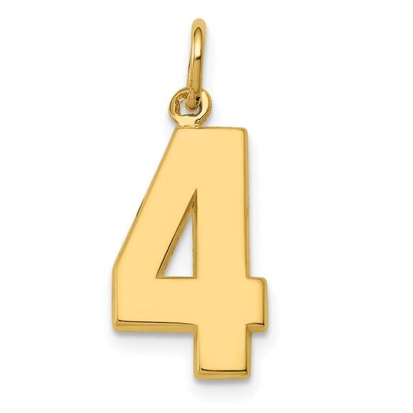 14k Yellow Gold Athletic Collection Medium Polished Number 4 Pendant